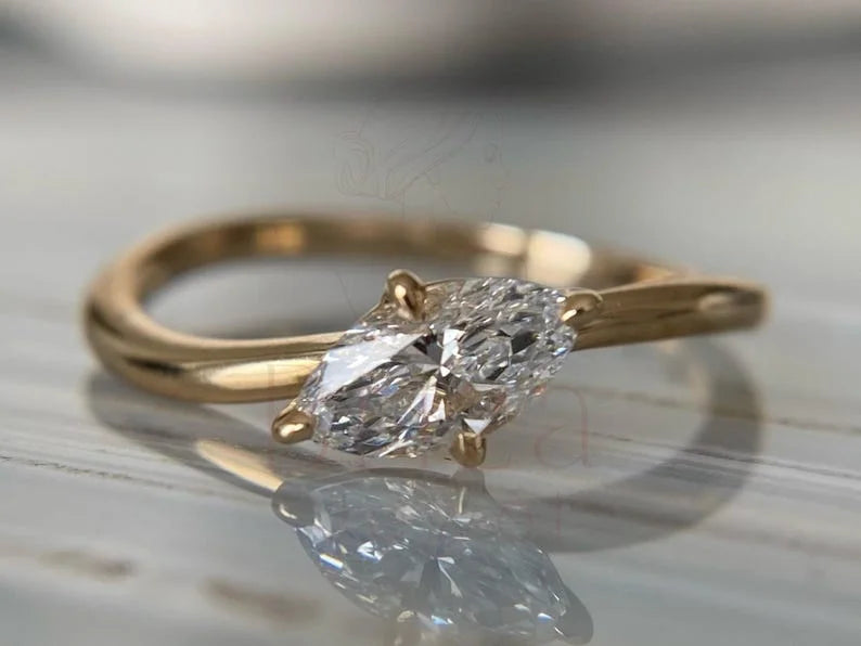 Marquise Diamond Solitaire Ring | Briza Jewel