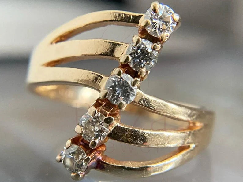 Split Shank Diamond Ring | Minimal Gold Statement Ring | Briza Jewel