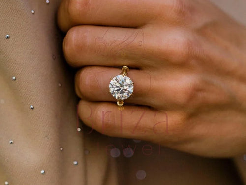 5 Carat Round Diamond Ring - Lab Grown 18K Yellow Gold Solitaire | Briza Jewel