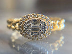 Baguette Halo Engagement Ring - Gold Diamond | Briza Jewel