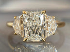 3 stone radiant cut engagement ring - Yellow Gold | Briza Jewel