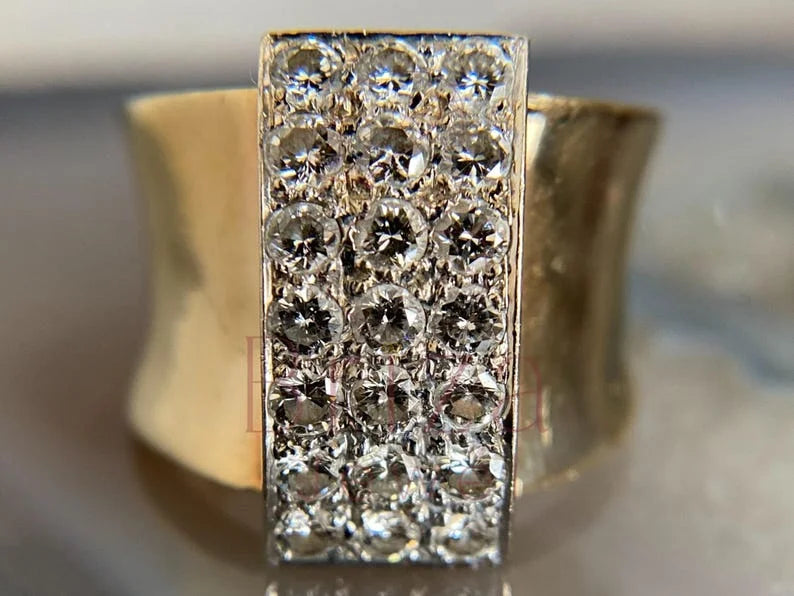 Unisex Wedding Ring - Gold Diamond | Briza Jewel