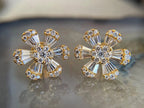 Diamond Flower Earrings - Gold | Briza Jewel