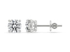 Round Diamond Stud Earrings - Silver Moissanite | Briza Jewel