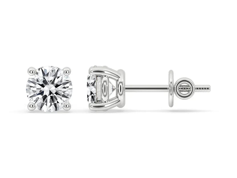Round Diamond Stud Earrings - Silver Moissanite | Briza Jewel