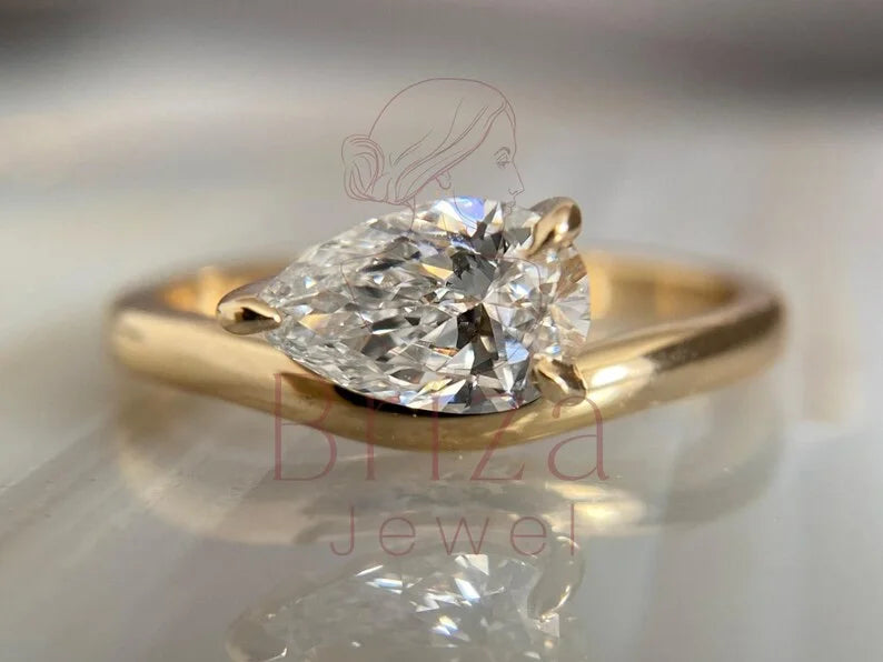 Pear Engagement Ring - Lab Grown Diamond Solitaire | Briza Jewel
