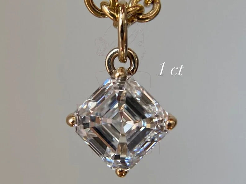 Asscher Cut Diamond Pendant - Lab Grown Gold Necklace | Briza Jewel