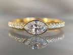 Marquise Cut Diamond Ring - Yellow Gold Pave | Briza Jewel