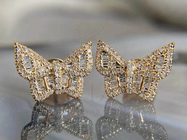Bow Diamond Earrings - Baguette | Briza Jewel