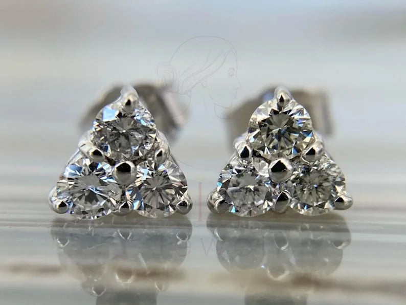 round diamond stud - White Gold Cluster Ring | Briza Jewel