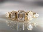 Emerald Cut Bezel Engagement Ring - 18K Yellow Gold Diamond | Briza Jewel