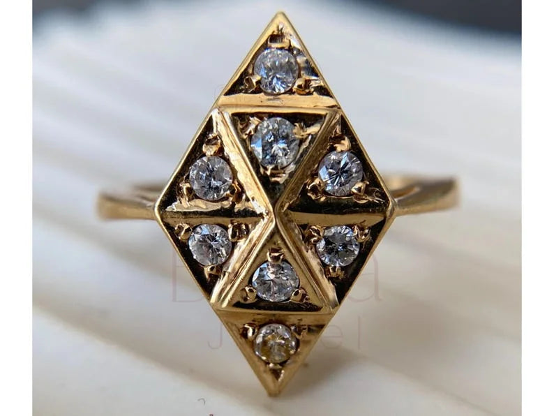 Art Deco Diamond Ring - Gold Cluster | Briza Jewel