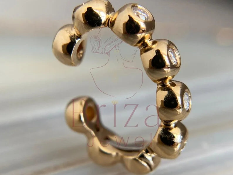 Bezel Set Diamond Earring - Lab Grown Gold Minimalist | Briza Jewel