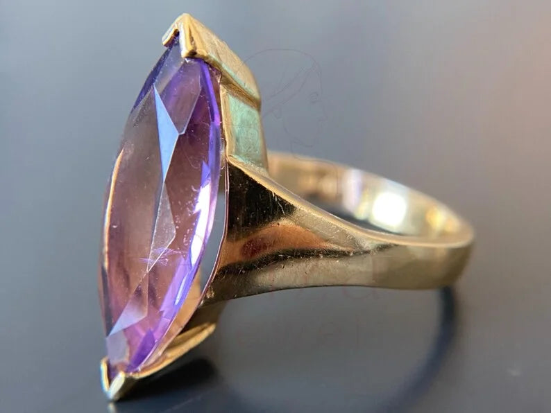 Marquise Cut Amethyst Ring - Vintage | Briza Jewel