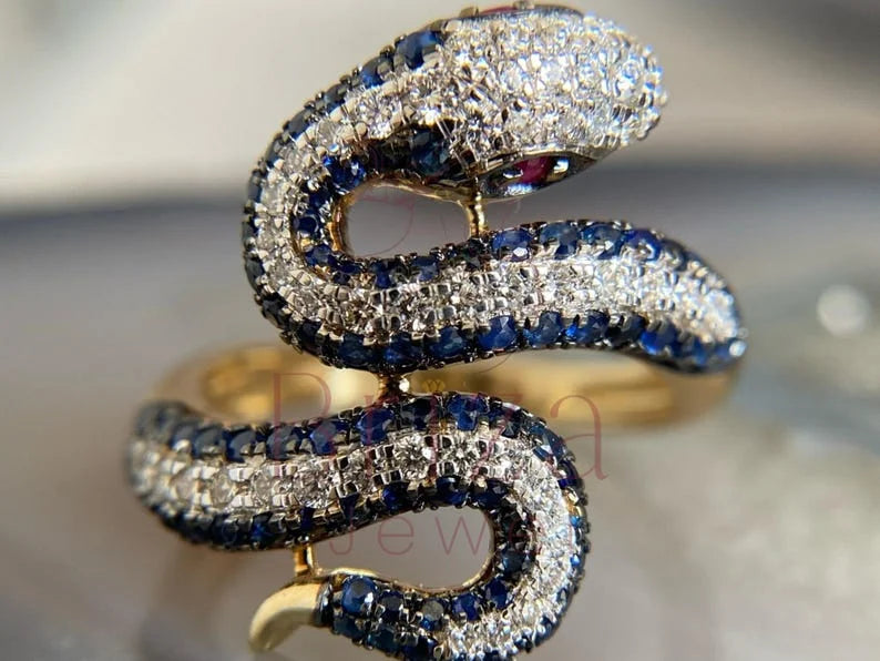 Gold Snake Ring - Diamond | Briza Jewel