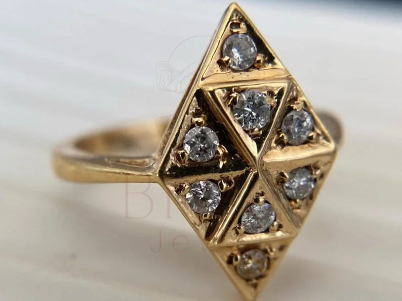 Art Deco Diamond Ring - Gold Cluster | Briza Jewel
