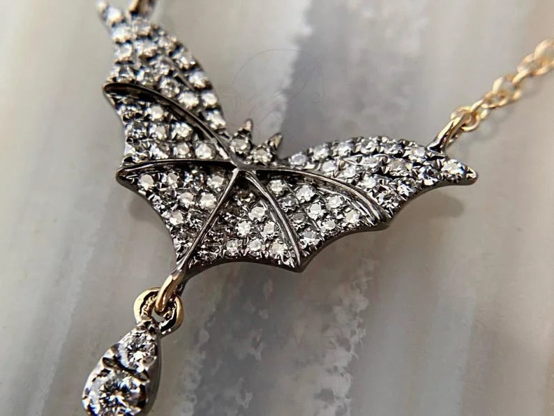 Diamond Bat Pendant - Necklace | Briza Jewel