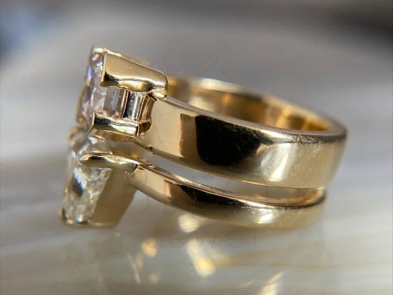 Toi et Moi Wedding Ring - 18K Yellow Gold Ring | Briza Jewel