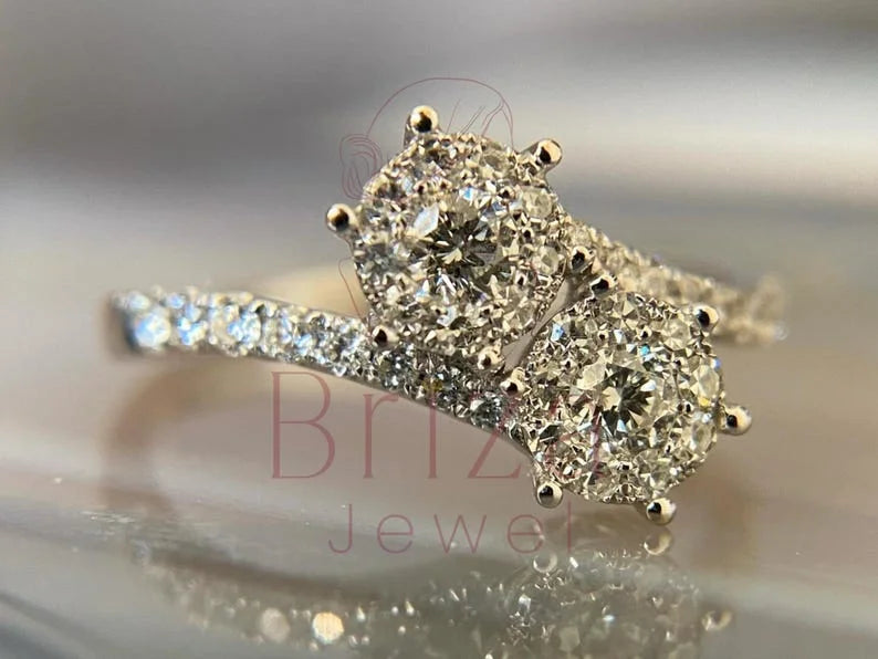 Double Halo Engagement Ring - Moissanite | Briza Jewel