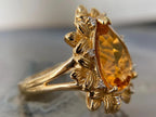 Pear Cut Citrine Ring - Yellow Gold Diamond Vintage | Briza Jewel