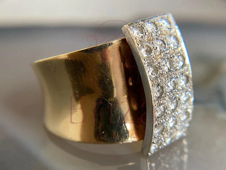 Unisex Wedding Ring - Gold Diamond | Briza Jewel