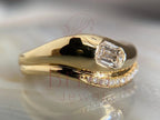 Yellow Gold Emerald Cut Engagement Ring - Lab Grown Diamond Pave | Briza Jewel