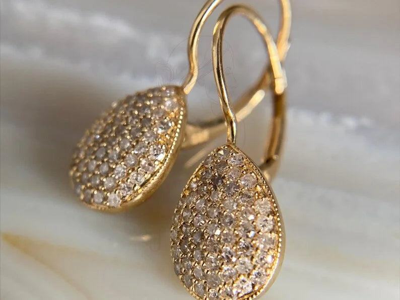 Teardrop Diamond Earrings - Gold Pave | Briza Jewel