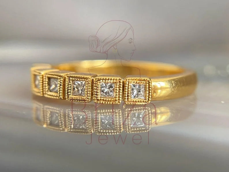 Princess Cut Wedding Ring - Gold Moissanite | Briza Jewel