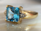 Princess Cut Blue Diamond Ring - Gold Diamonds | Briza Jewel
