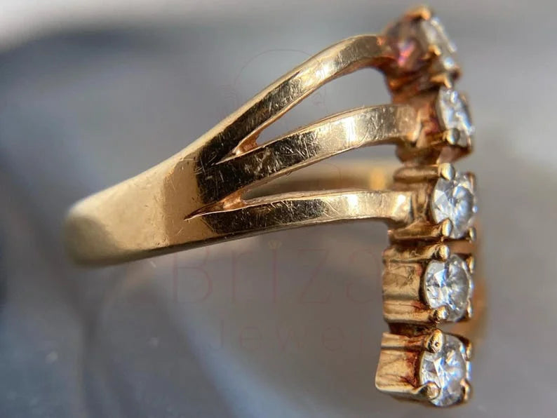 Split Shank Diamond Ring | Minimal Gold Statement Ring | Briza Jewel