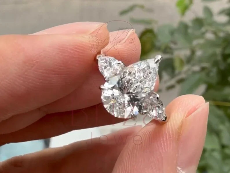 Lab Grown Diamond Engagement Ring - Pear Three Stone | Briza Jewel