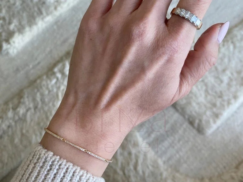 Diamond Bar Bracelet - Gold | Briza Jewel