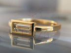 Bezel Set Engagement Ring - Lab Grown Gold Baguette Diamond | Briza Jewel
