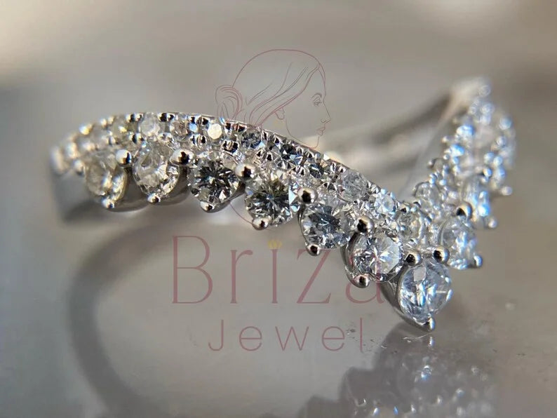 Chevron Engagement Ring - White Gold Diamond | Briza Jewel