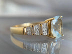 Cushion Engagement Ring - Gold Aquamarine | Briza Jewel