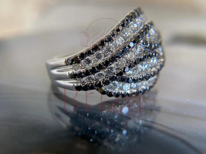 Black and White Diamond Ring - Pave | Briza Jewel
