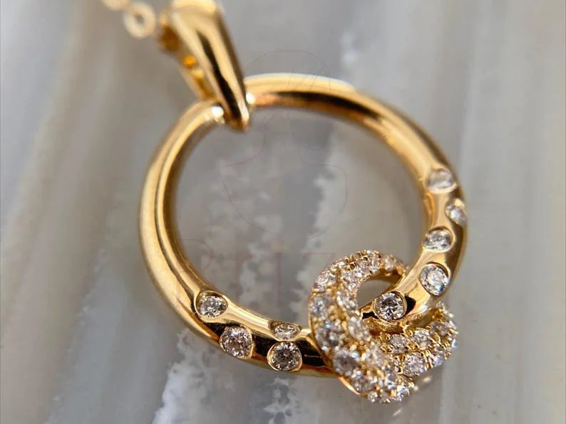 Gold Circle Pendant - Diamond Minimalist Necklace | Briza Jewel