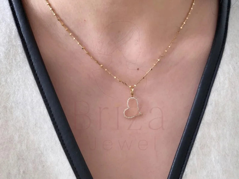 Heart Shaped Pendant - 14k Yellow Gold | Briza Jewel