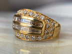 Yellow Gold Baguette Diamond Ring - 18K Yellow Gold Vintage | Briza Jewel