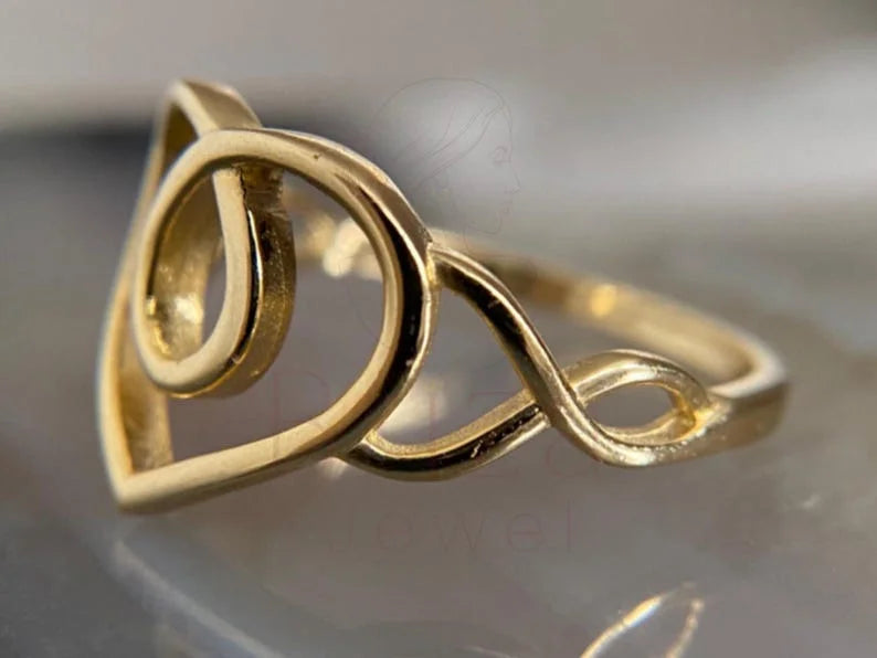 Gold Heart Shaped Ring | Open Love Band | Briza Jewel