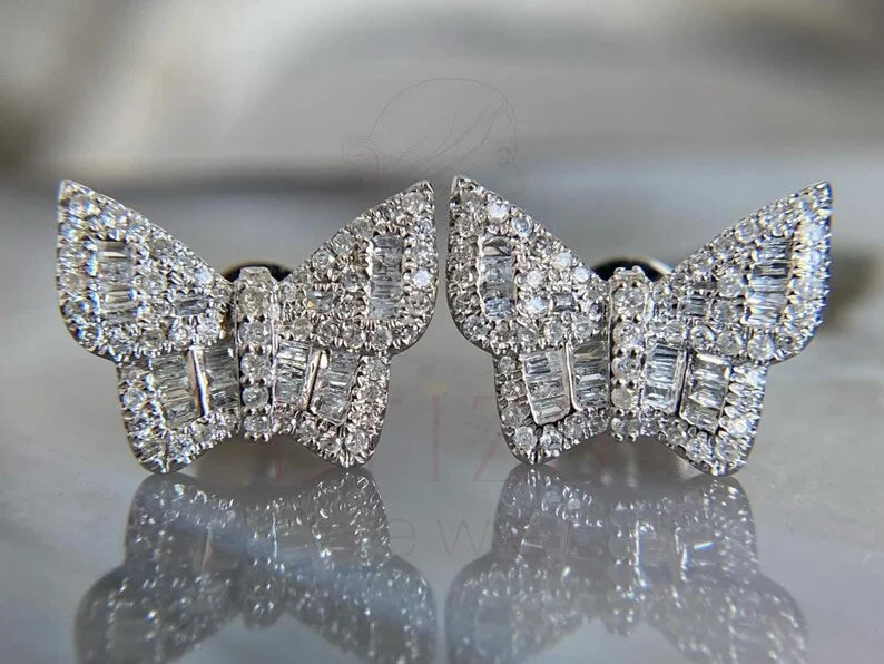 Bow Diamond Earrings - Baguette | Briza Jewel