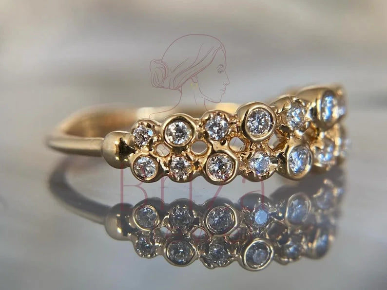 Diamond Promise Ring for Her - 14K Gold Bezel | Briza Jewel