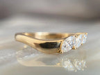 Three Stone Wedding Ring - Lab Grown 14K Gold Marquise Diamond | Briza Jewel