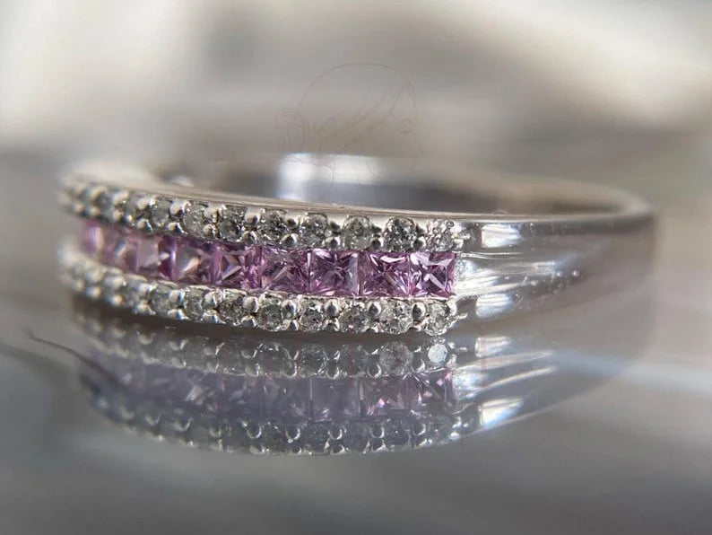 Pink Sapphire Diamond Band | Briza Jewel