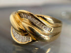 Vintage Gold Dome Ring - Lab Grown Baguette Diamond | Briza Jewel