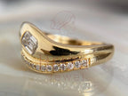 Yellow Gold Emerald Cut Engagement Ring - Lab Grown Diamond Pave | Briza Jewel