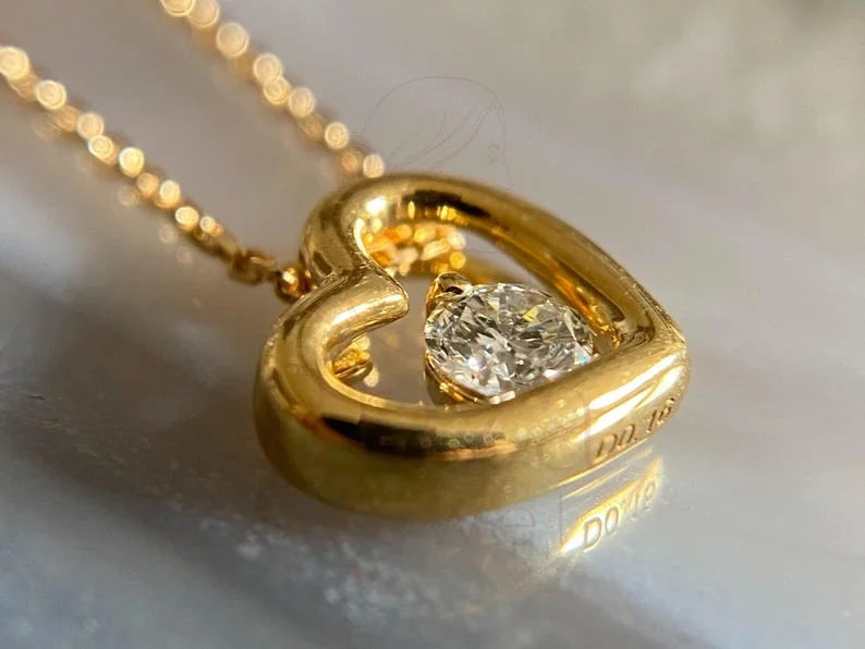 Heart Shape Diamond Pendant - Lab Grown Gold Minimalist Necklace | Briza Jewel
