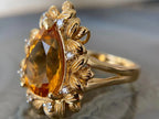 Pear Cut Citrine Ring - Yellow Gold Diamond Vintage | Briza Jewel