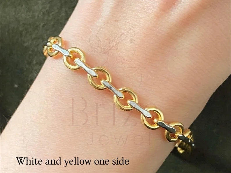 Gold Link Chain Bracelet - Oval Minimalist | Briza Jewel