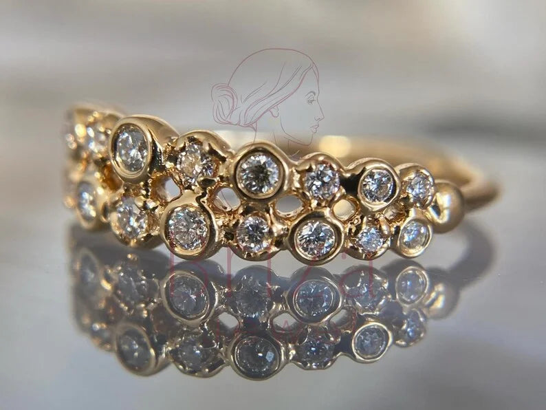 Diamond Promise Ring for Her - 14K Gold Bezel | Briza Jewel
